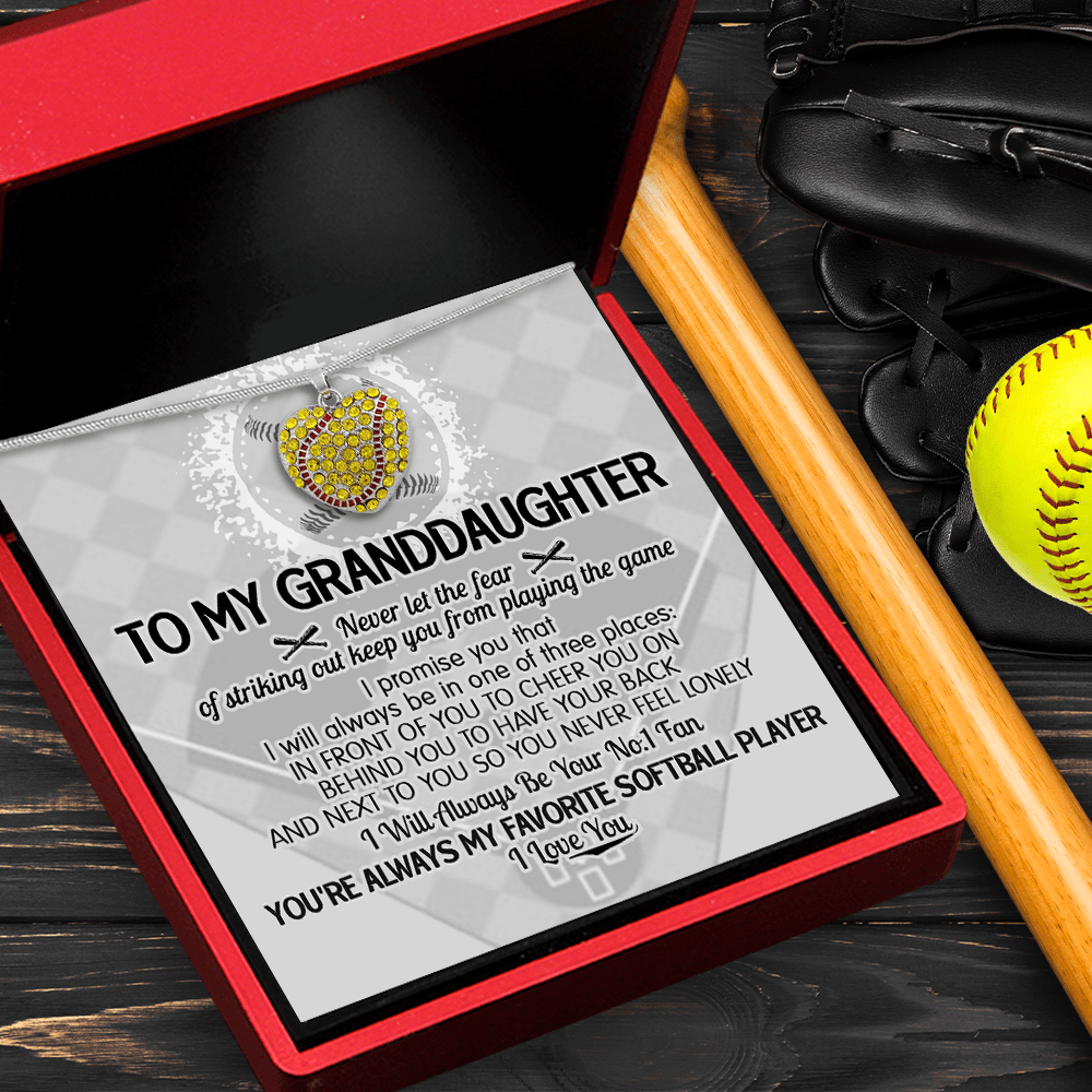 Softball Heart Necklace - Softball - To My Granddaughter - I Love You - Gnep23018