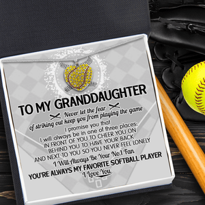 Softball Heart Necklace - Softball - To My Granddaughter - I Love You - Gnep23018