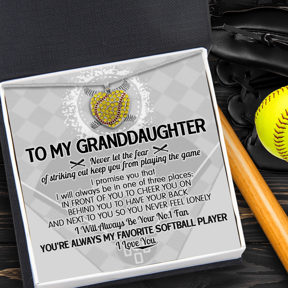 Softball Heart Necklace - Softball - To My Granddaughter - I Love You - Gnep23018