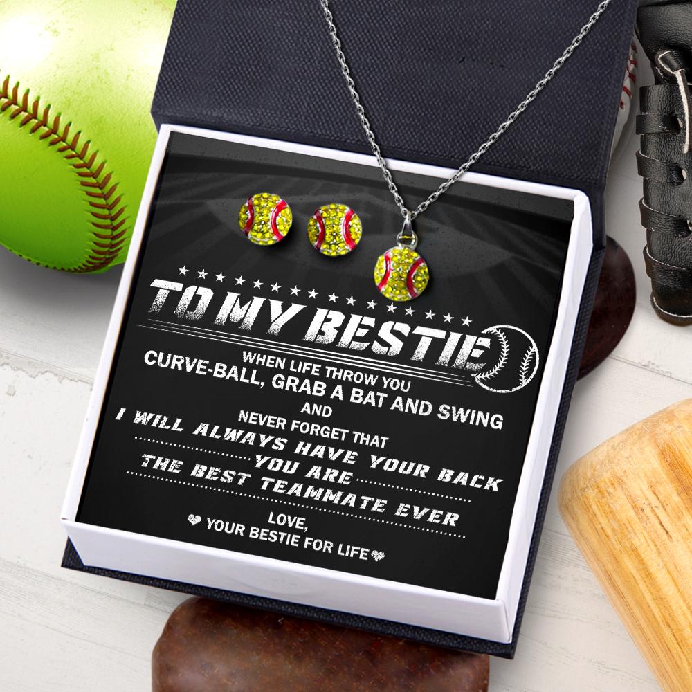 Softball Necklace And Earrings Set - To My Bestie - You Are The Teammate Ever - Gxf33001