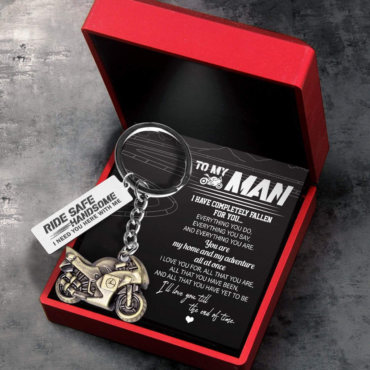 Sportbike Keychain - Biker - To My Man - Ride Safe, Handsome - Gkei26003