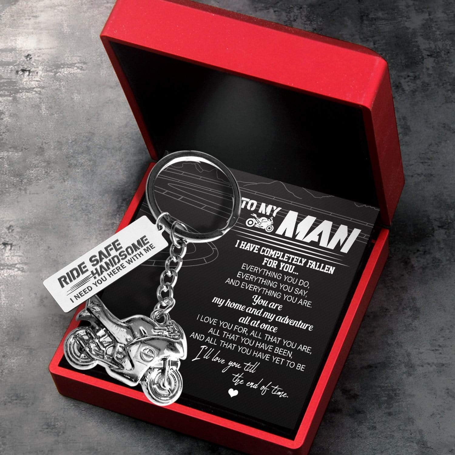 Sportbike Keychain - Biker - To My Man - Ride Safe, Handsome - Gkei26003