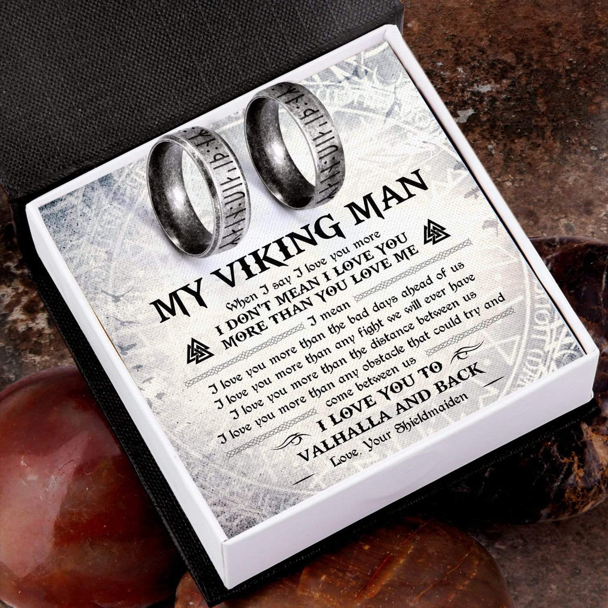 Steel Couple Ring - My Viking Man - I Love You More - Grld26001