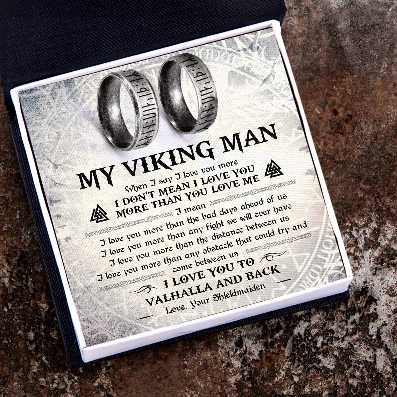 Steel Couple Ring - My Viking Man - I Love You More - Grld26001