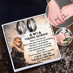 Steel Couple Ring - Viking - My Viking Queen - I Love You To Valhalla And Back - Grld13001