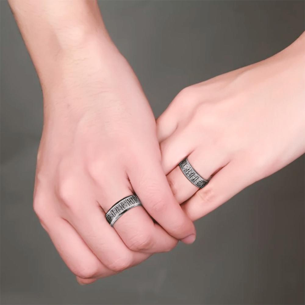 Steel Couple Ring - Viking - My Viking Queen - I Love You To Valhalla And Back - Grld13001