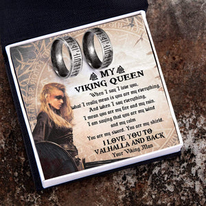Steel Couple Ring - Viking - My Viking Queen - I Love You To Valhalla And Back - Grld13001