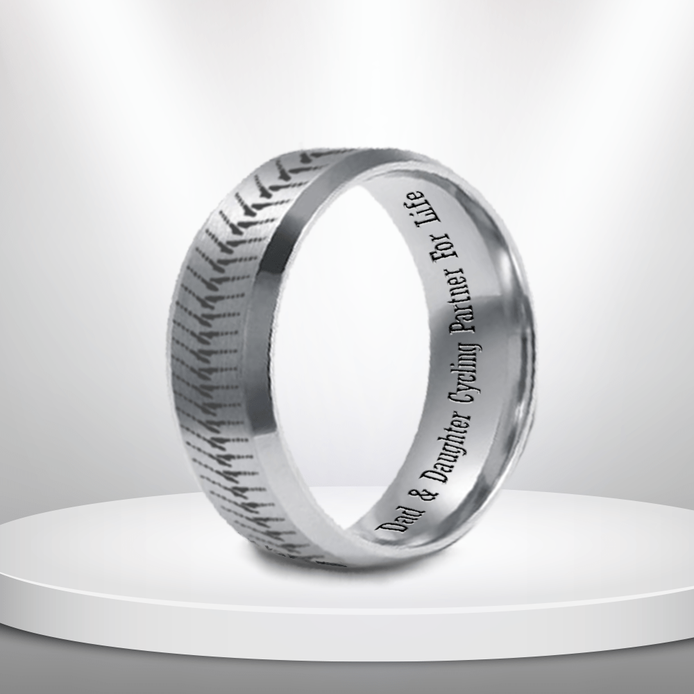 Steel Ring - Cycling - To My Dad - From Daughter - Dad & Daughter Cycling Partner For Life - Gri18015
