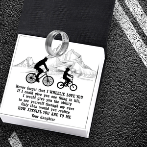 Steel Ring - Cycling - To My Dad - From Daughter - Dad & Daughter Cycling Partner For Life - Gri18015