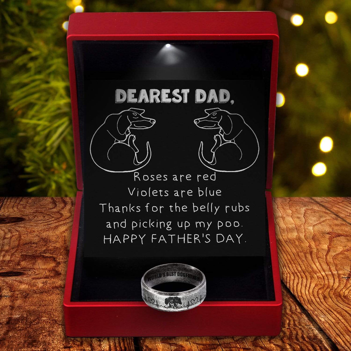 Steel Ring - Dachshund - Dearest Dad - Happy Father's Day - Gri18013
