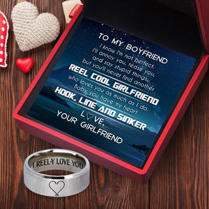 Steel Ring - Fishing - To My Boyfriend - Baby, You Have My Heart - Gri12001