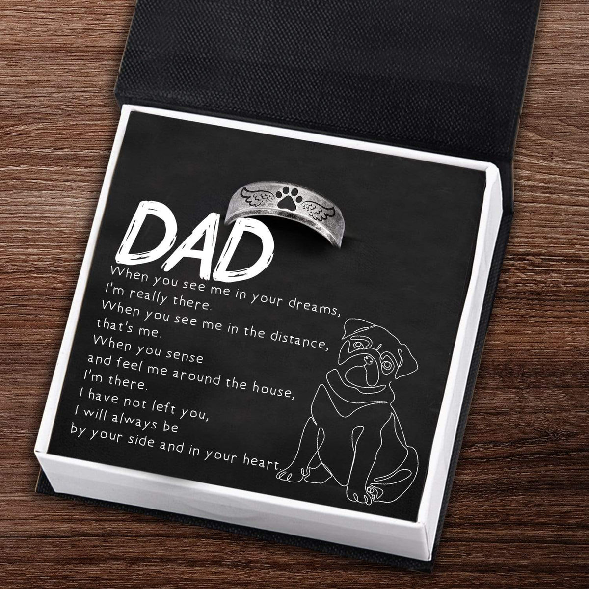 Steel Ring - Pug - To My Dog Dad - I Will Always Be By Your Side And In Your Heart - Gri33002