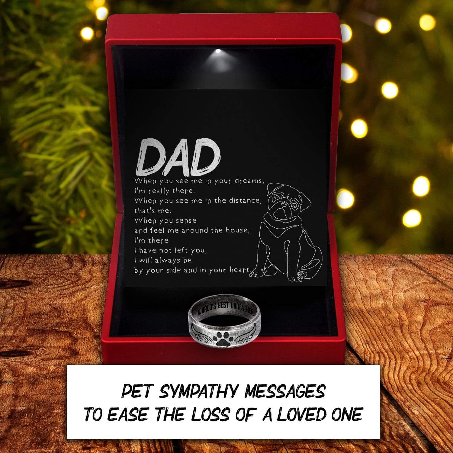 Steel Ring - Pug - To My Dog Dad - I Will Always Be By Your Side And In Your Heart - Gri33002