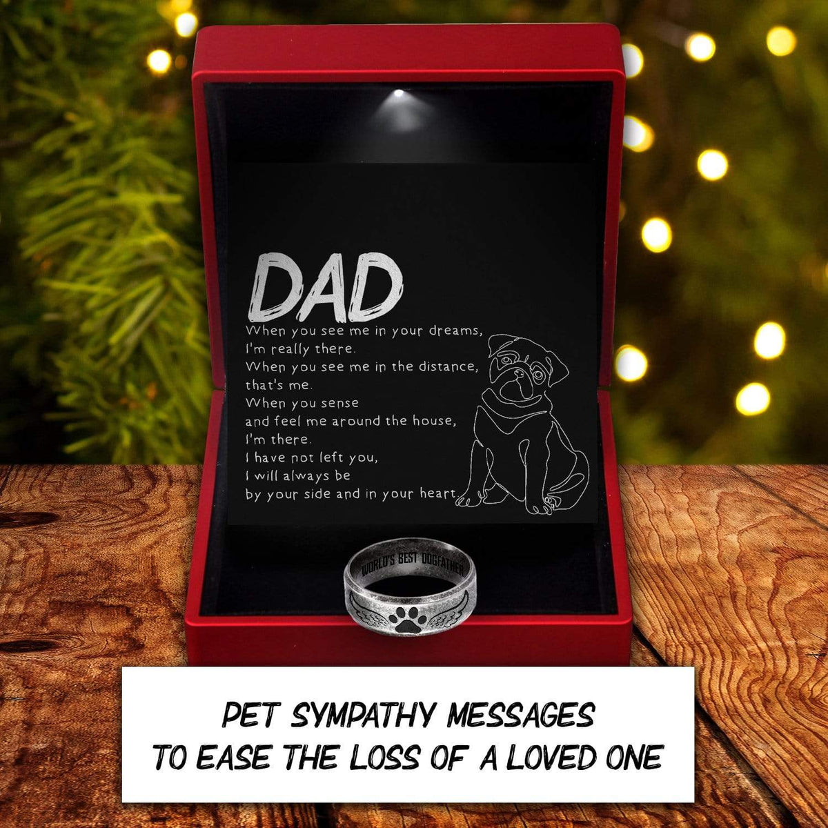 Steel Ring - Pug - To My Dog Dad - I Will Always Be By Your Side And In Your Heart - Gri33002