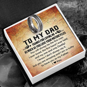 Steel Wheel Ring - Biker - To My Dad -  I Am So Lucky To Have You As My Father - Gri18005