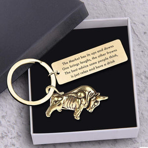 Stock Bull Keychain - Stock - To Myself - Relax And Have A Drink - Gkzd34001