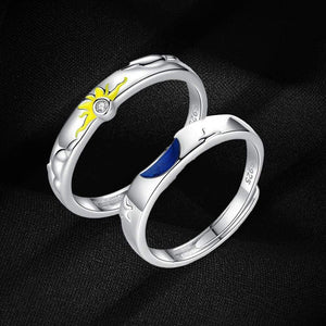 Sun Moon Couple Promise Ring - Adjustable Size Ring - Family - To My Girlfriend - How Much You Mean To Me - Grlk13001