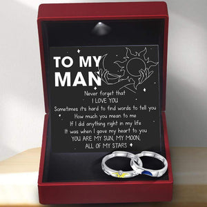 Sun Moon Couple Promise Ring - Adjustable Size Ring - Family - To My Man - How Much You Mean To Me - Grlk26001