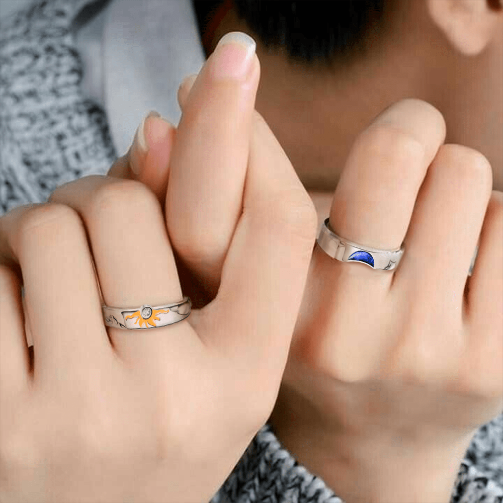 Sun Moon Couple Promise Ring Adjustable Size Ring Family To My Man I Gave My Heart To You Grlk26003