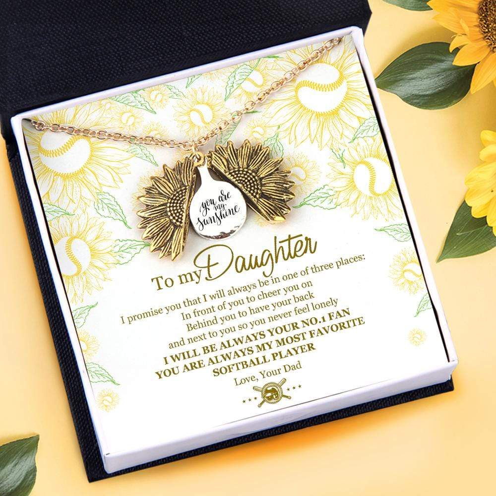 Sunflower Necklace - To My Daughter - From Dad - You Are Always My Most Favorite Softball Player - Gns17014