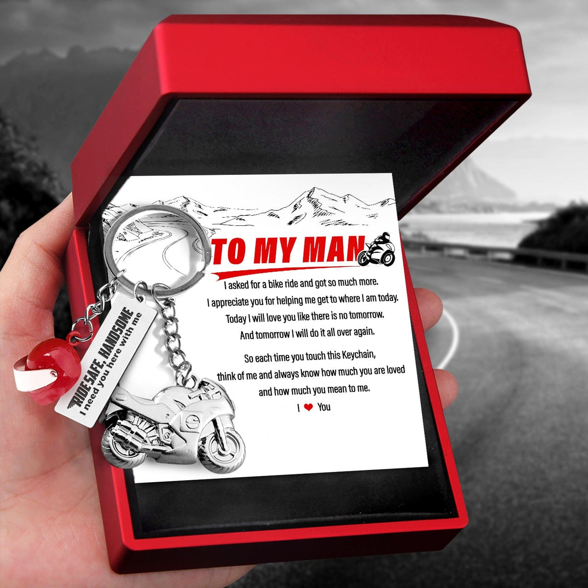 Superbike Helmet Keychain - Biker - To My Man - I Love You - Gkwg26001