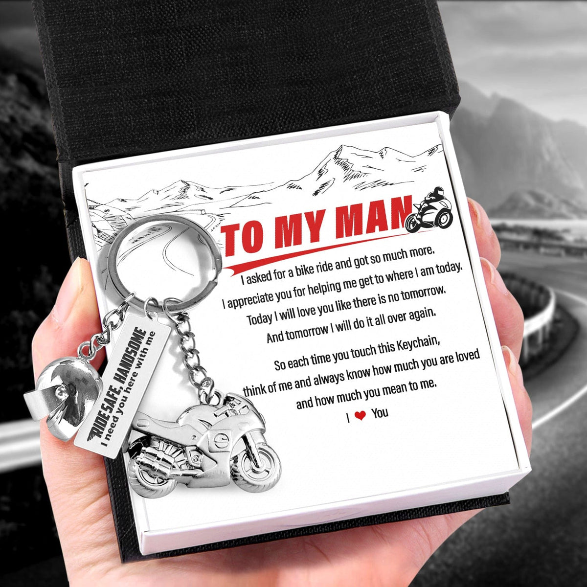 Superbike Helmet Keychain - Biker - To My Man - I Love You - Gkwg26001