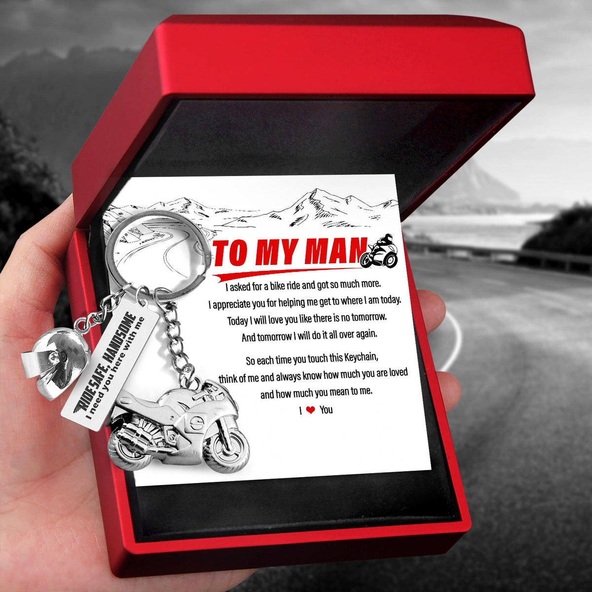 Superbike Helmet Keychain - Biker - To My Man - I Love You - Gkwg26001