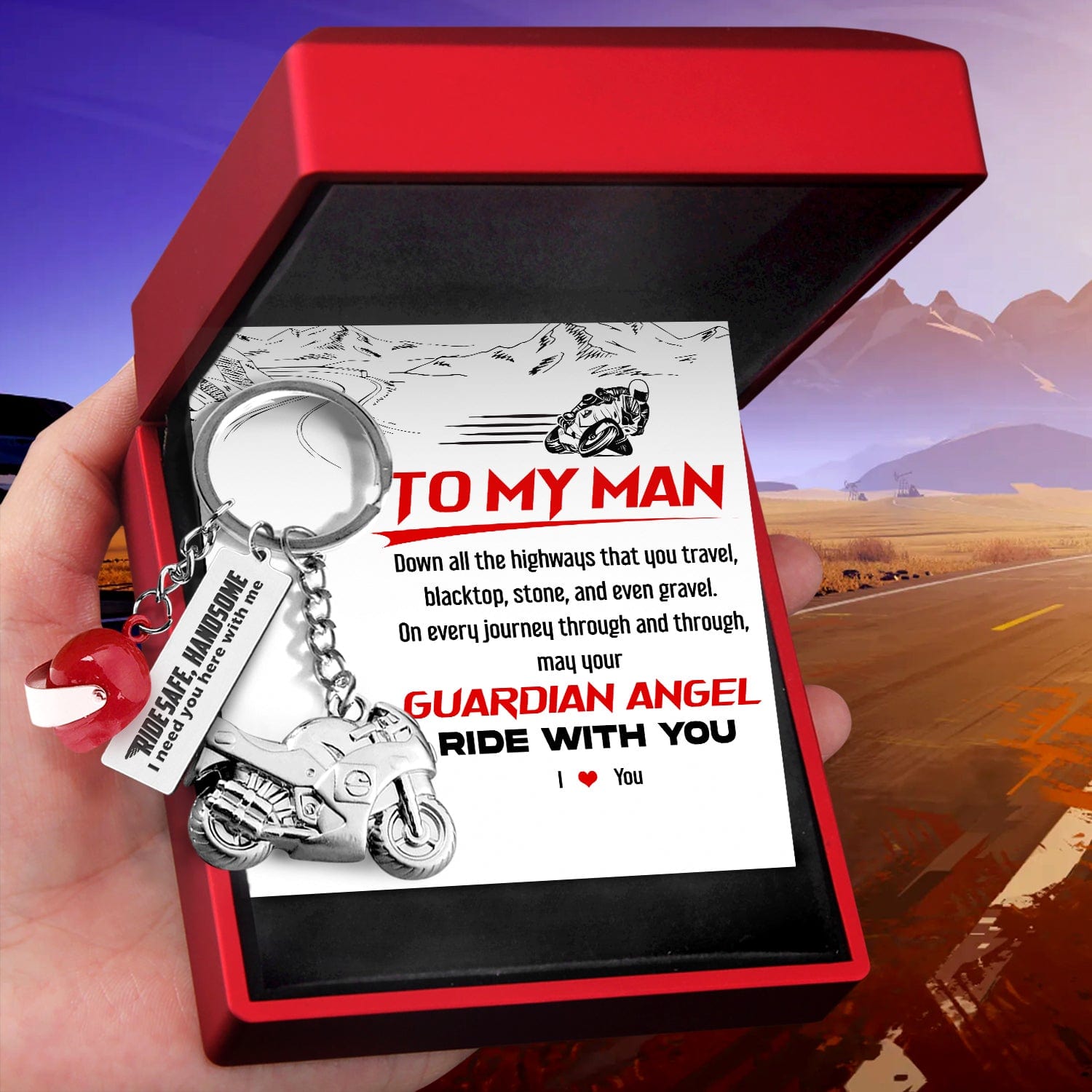 Superbike Helmet Keychain - Biker - To My Man - I Love You - Gkwg26002
