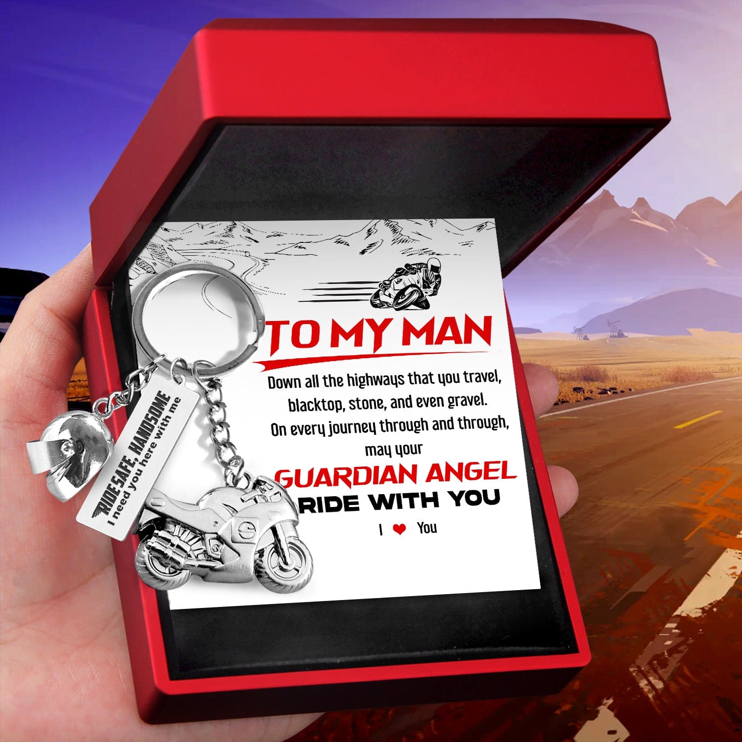 Superbike Helmet Keychain - Biker - To My Man - I Love You - Gkwg26002