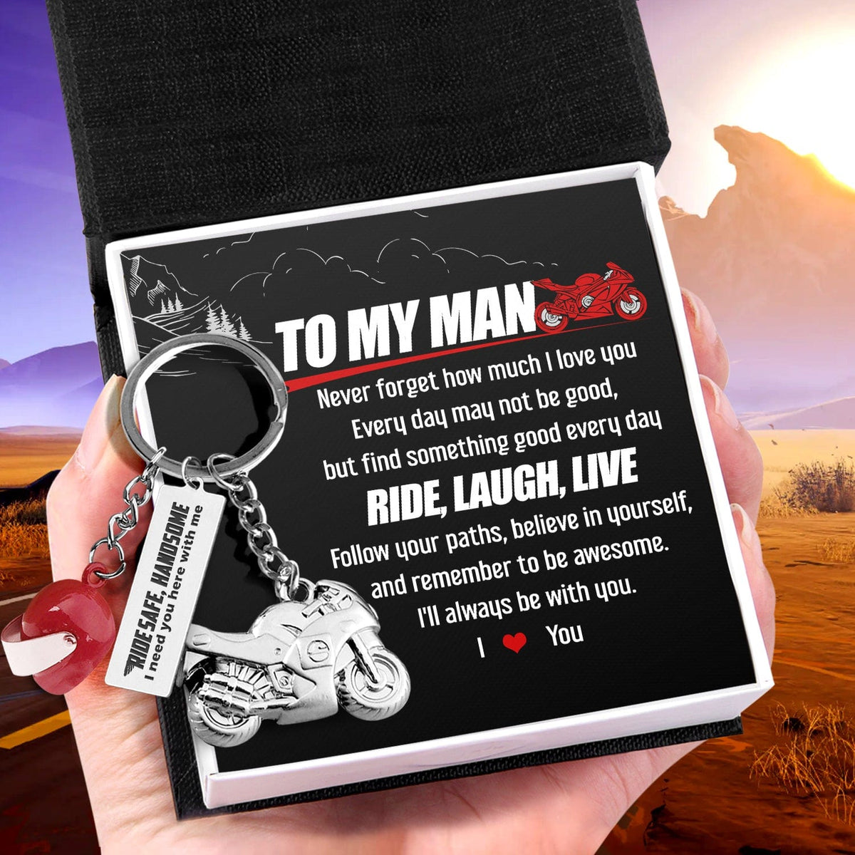 Superbike Helmet Keychain - Biker - To My Man - I Love You - Gkwg26003