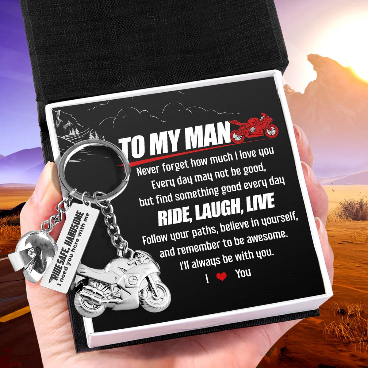 Superbike Helmet Keychain - Biker - To My Man - I Love You - Gkwg26003