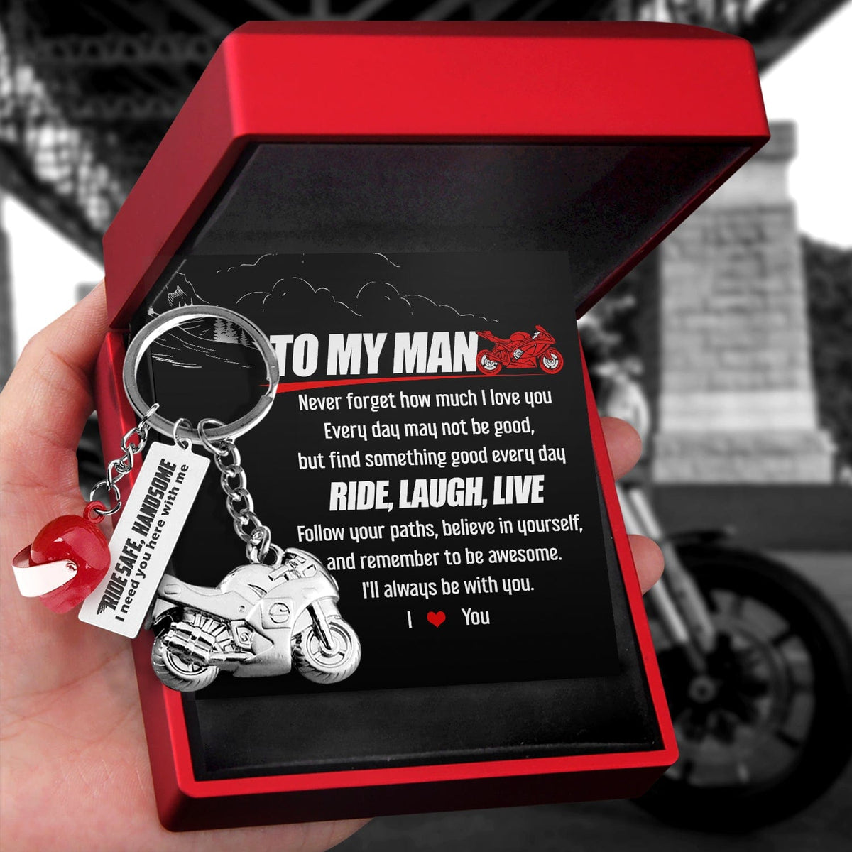 Superbike Helmet Keychain - Biker - To My Man - I Love You - Gkwg26003