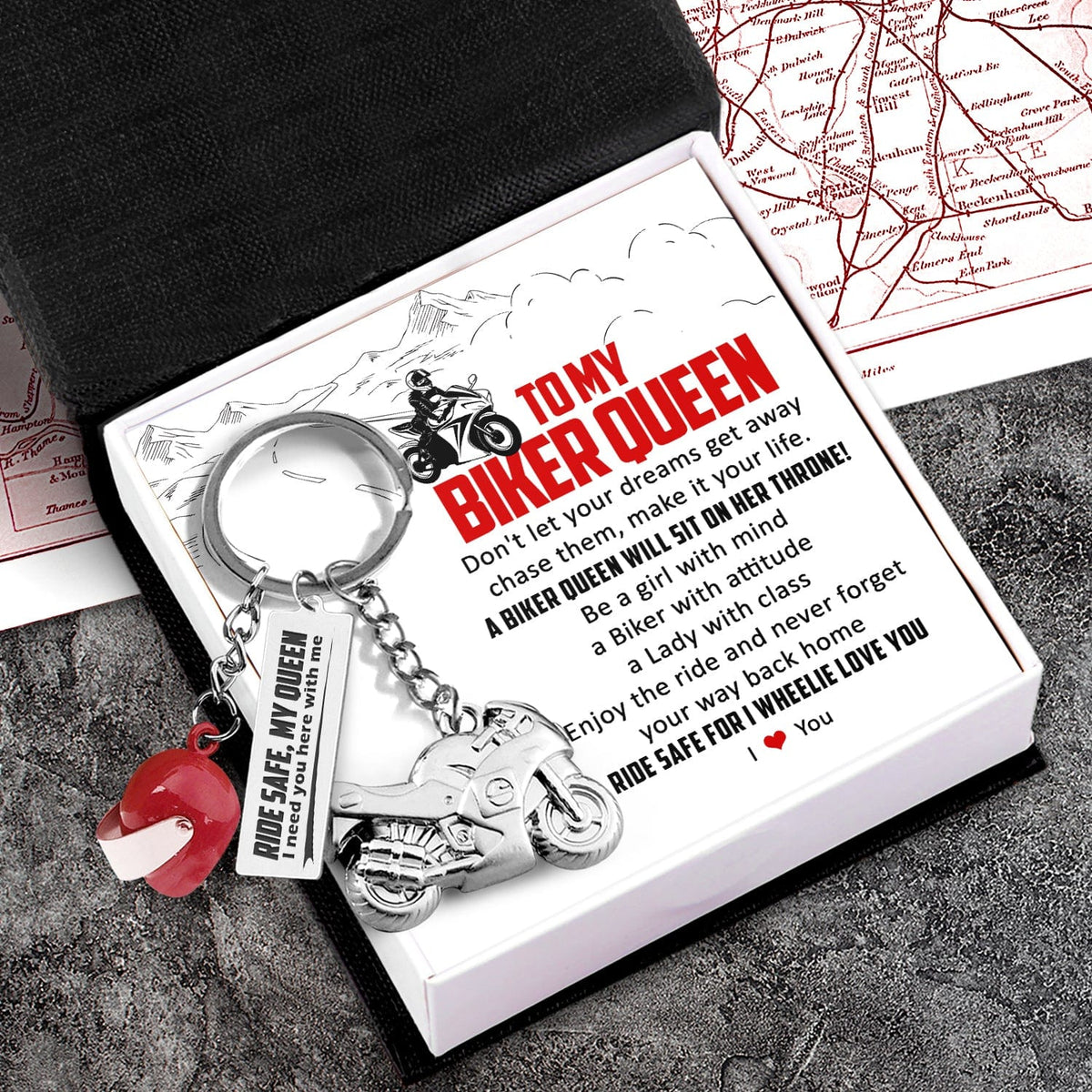 Superbike Helmet Keychain - Biker - To My Queen - Ride Safe For I Wheelie Love You - Gkwg13002