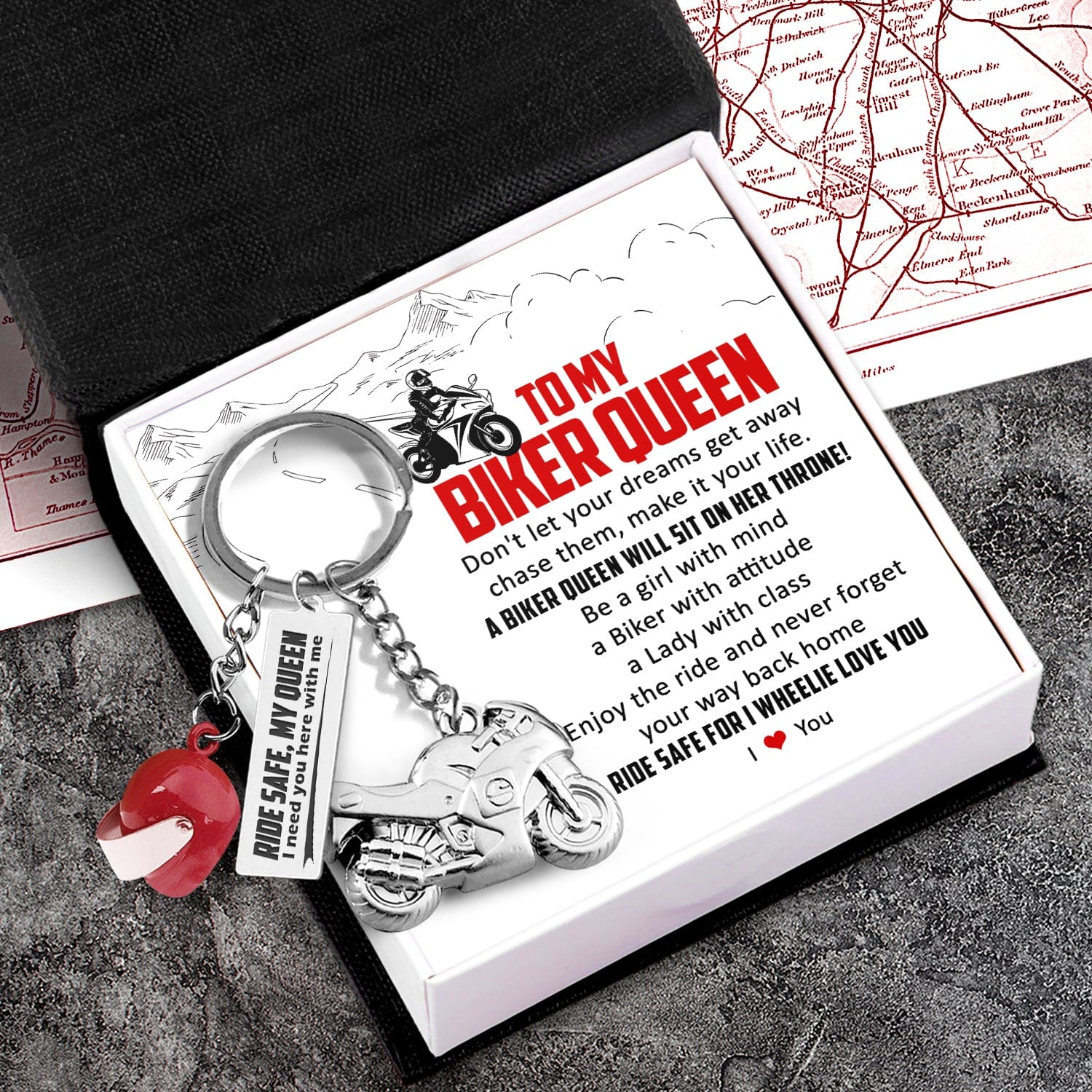 Superbike Helmet Keychain - Biker - To My Queen - Ride Safe For I Wheelie Love You - Gkwg13002