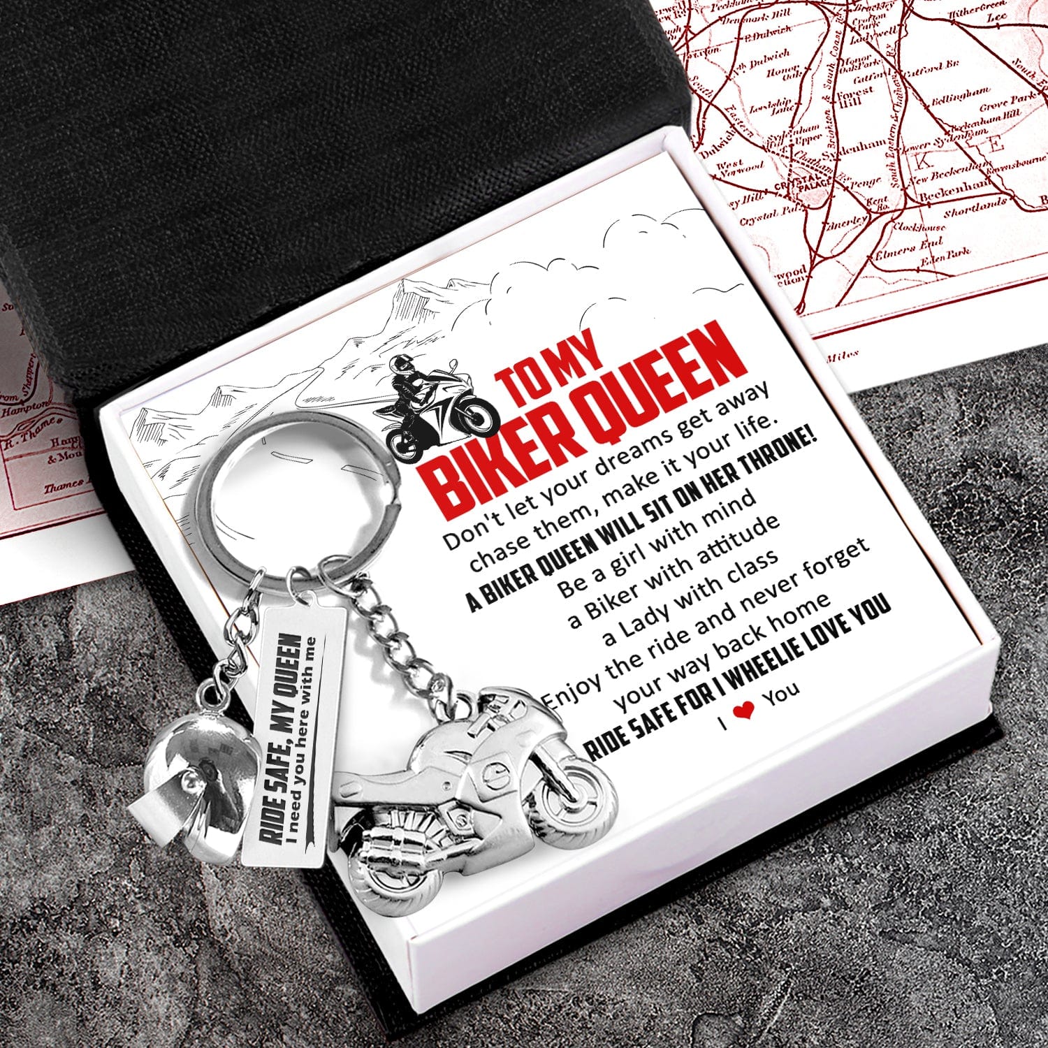 Superbike Helmet Keychain - Biker - To My Queen - Ride Safe For I Wheelie Love You - Gkwg13002
