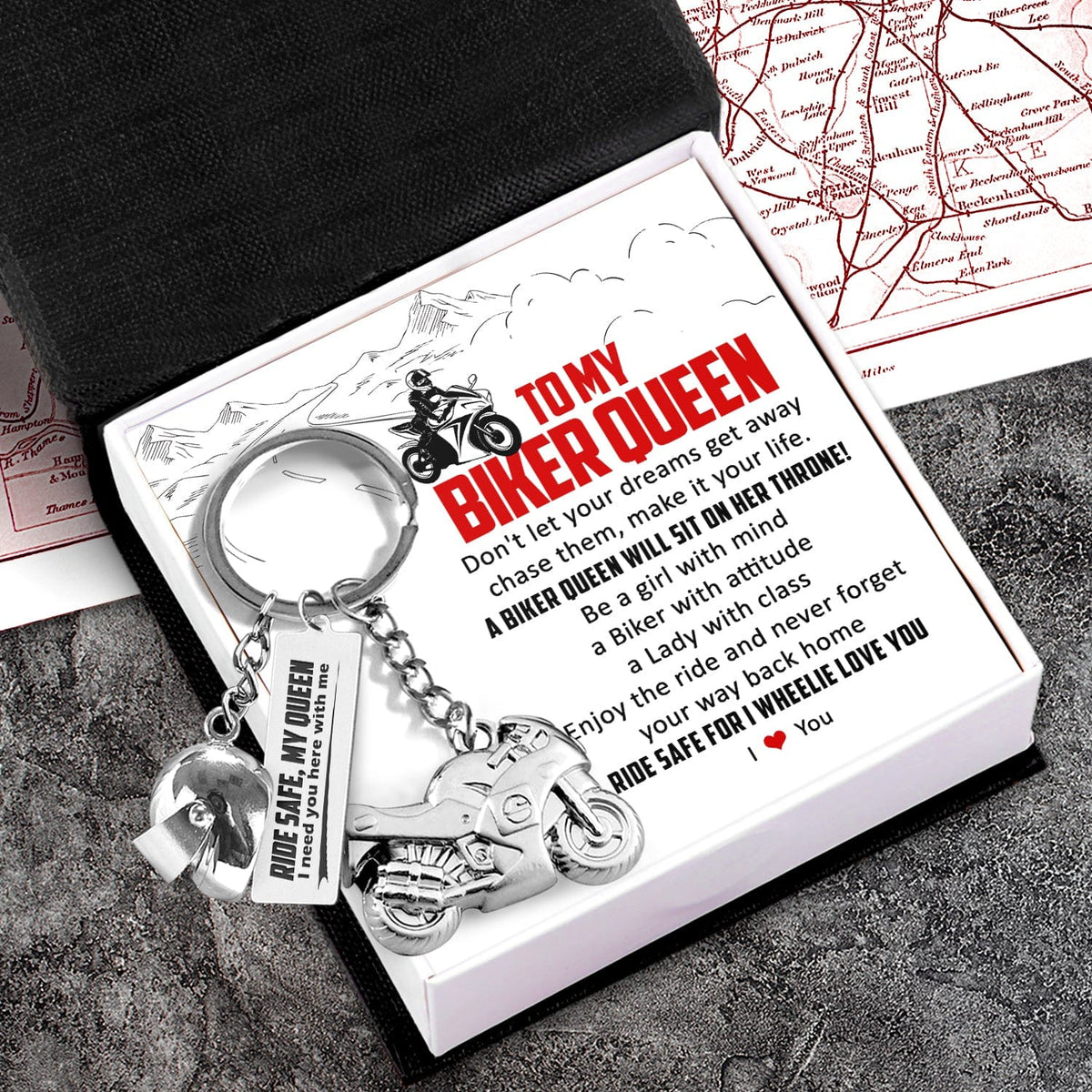 Superbike Helmet Keychain - Biker - To My Queen - Ride Safe For I Wheelie Love You - Gkwg13002