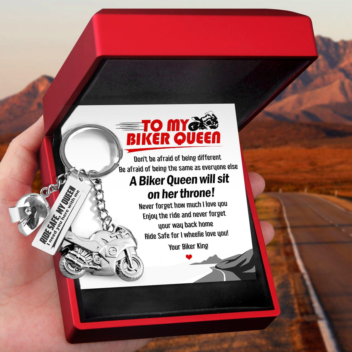 Superbike Helmet Keychain - Biker - To My Queen - Ride Safe For I Wheelie Love You - Gkwg13003