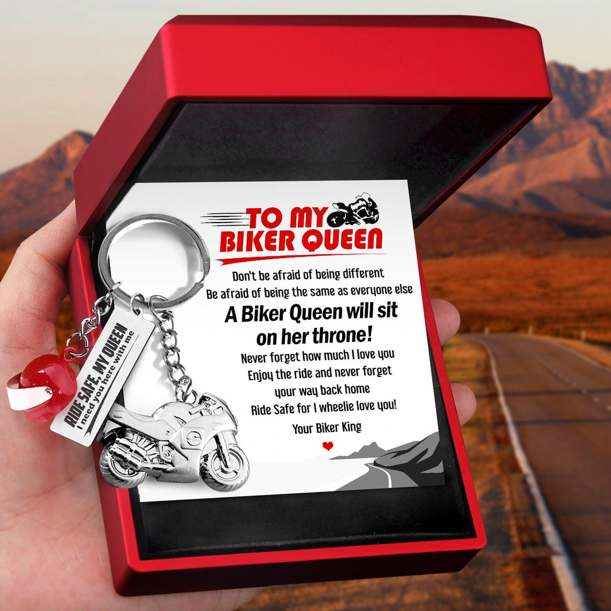 Superbike Helmet Keychain - Biker - To My Queen - Ride Safe For I Wheelie Love You - Gkwg13003