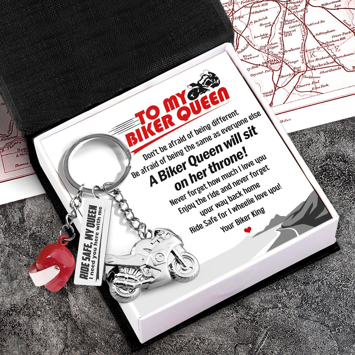 Superbike Helmet Keychain - Biker - To My Queen - Ride Safe For I Wheelie Love You - Gkwg13003