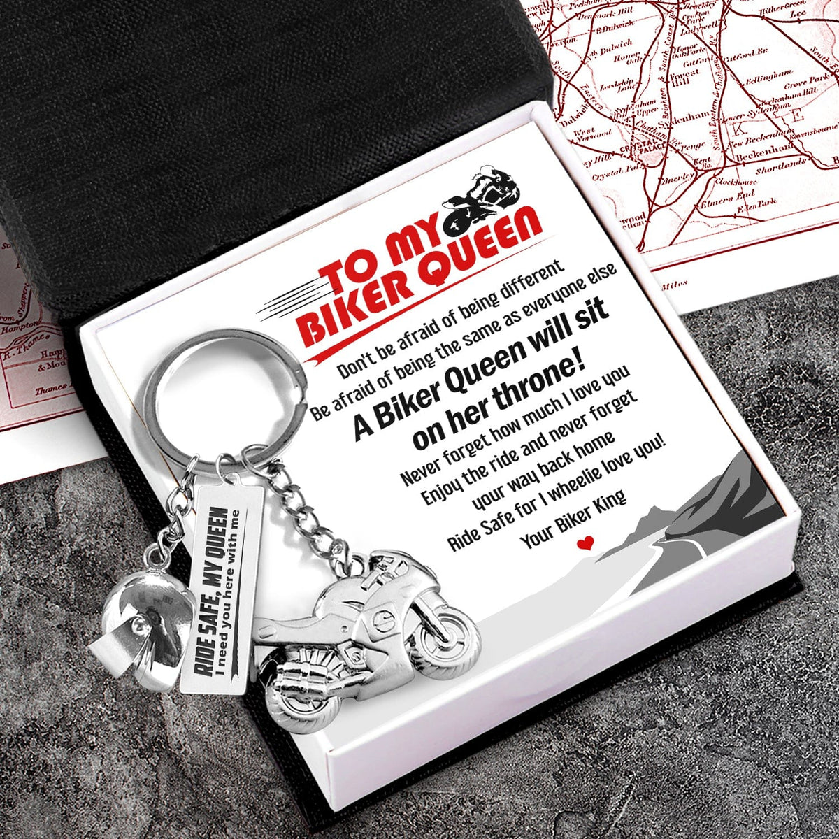 Superbike Helmet Keychain - Biker - To My Queen - Ride Safe For I Wheelie Love You - Gkwg13003