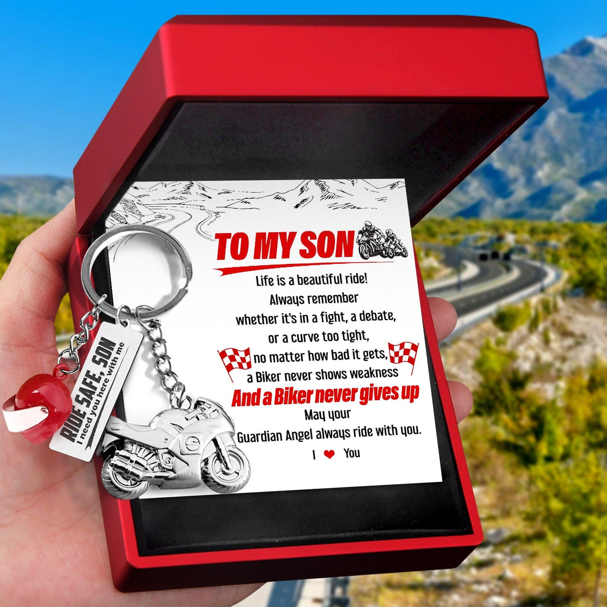 Superbike Helmet Keychain - Biker - To My Son - I Love You - Gkwg16001