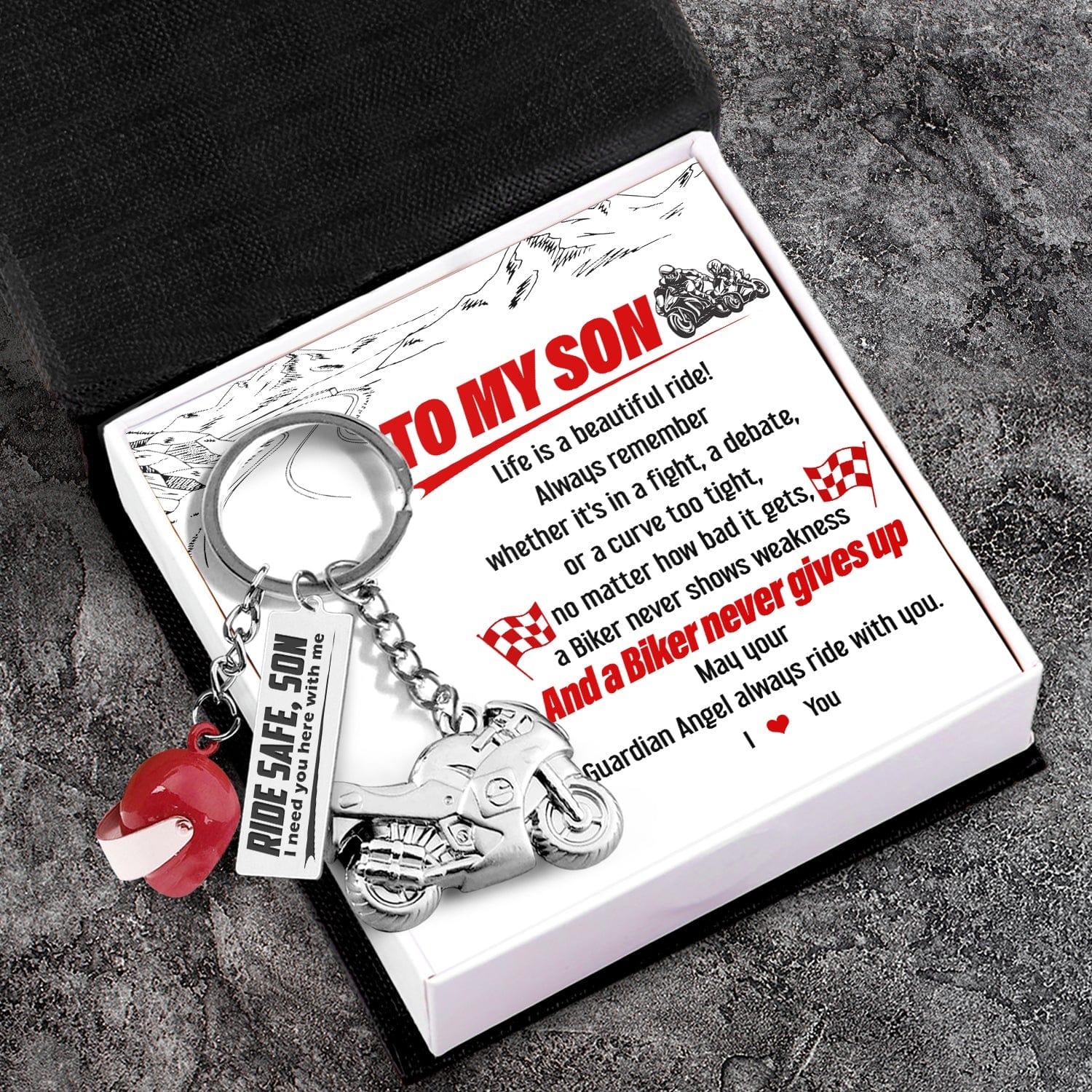 Superbike Helmet Keychain - Biker - To My Son - I Love You - Gkwg16001