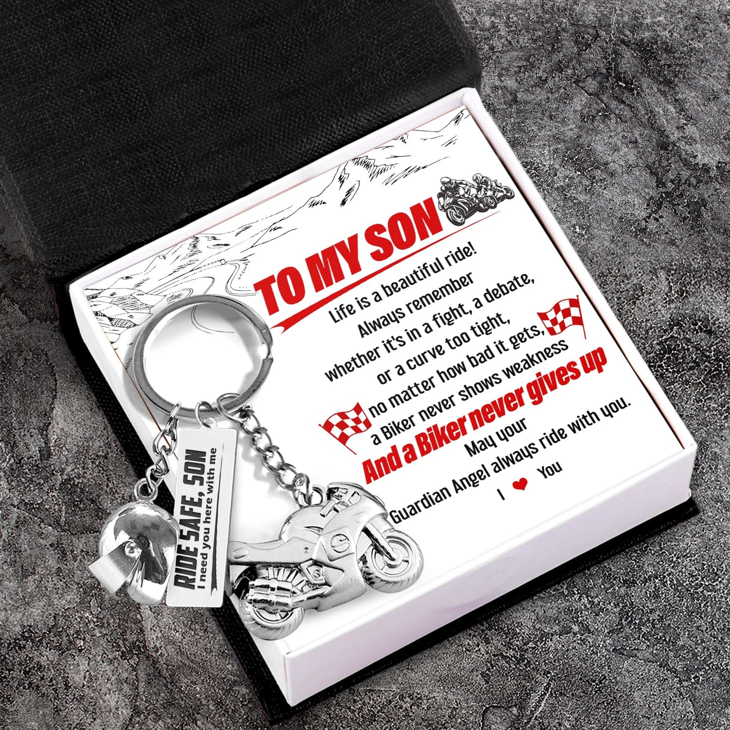 Superbike Helmet Keychain - Biker - To My Son - I Love You - Gkwg16001