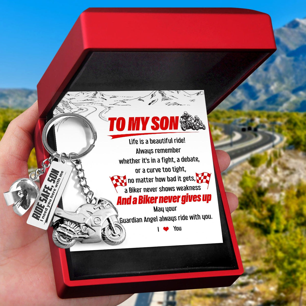 Superbike Helmet Keychain - Biker - To My Son - I Love You - Gkwg16001