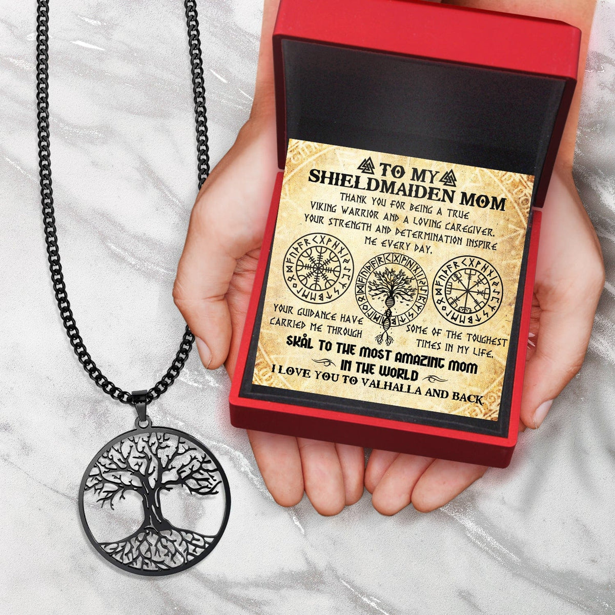 Tree Of Life Necklace - Viking - To My Shieldmaiden Mom - I Love You To Valhalla And Back - Gnyb19002