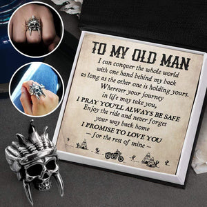 Tribal Chief Ring - Native American & Indian Motorcycle - To My Old Man - I Promise To Love You - Grlm26001