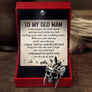 Tribal Chief Ring - Native American & Indian Motorcycle - To My Old Man - I Promise To Love You - Grlm26001