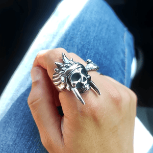 Tribal Chief Ring - Skull & Tattoo - To My Weird Man - I Will Love You Then - Grlm26002