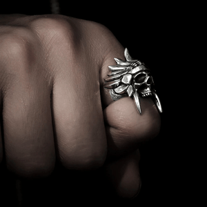 Tribal Chief Ring - Skull & Tattoo - To My Weird Man - I Will Love You Then - Grlm26002
