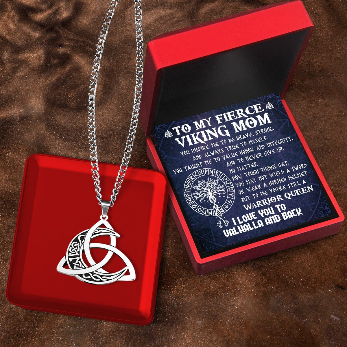 Triple Moon Goddess Necklace - Viking - To My Fierce Viking Mom - To Me You're Still A Warrior Queen - Gnya19007